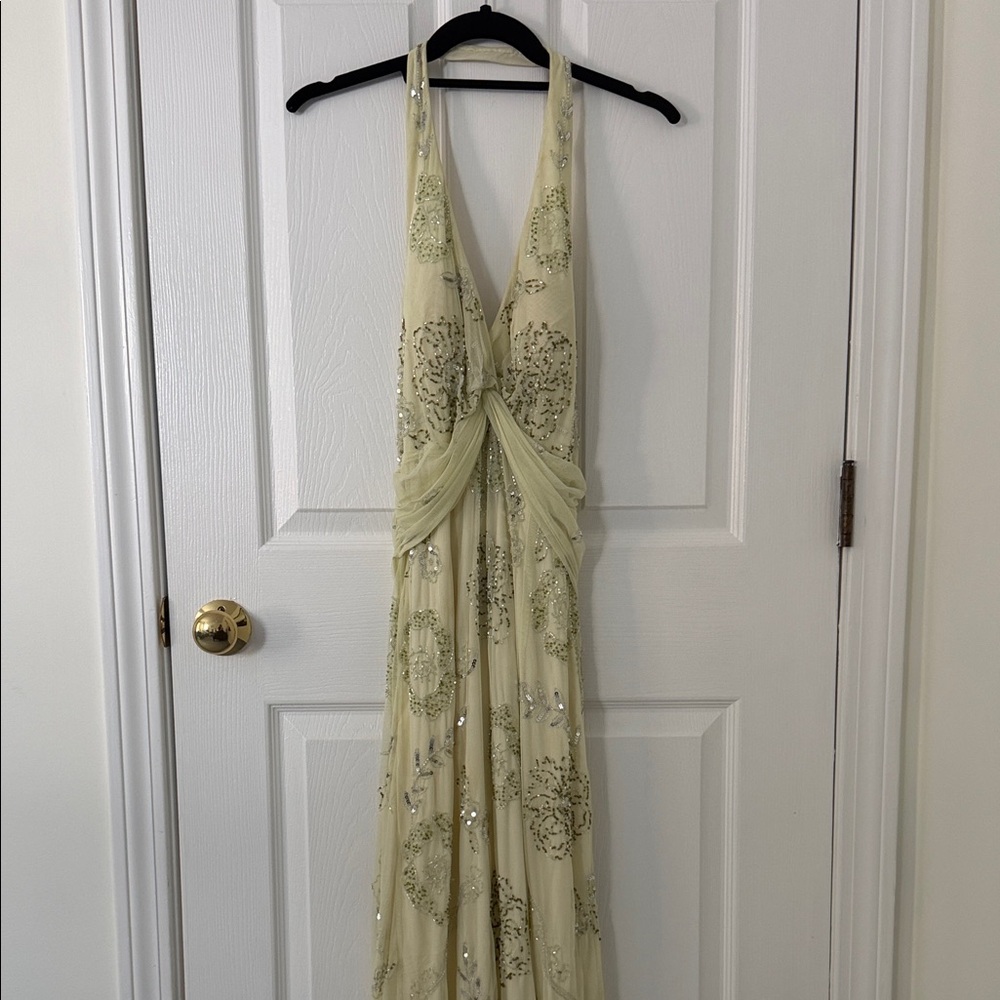 MARINA Cream and Silver Backless Dress